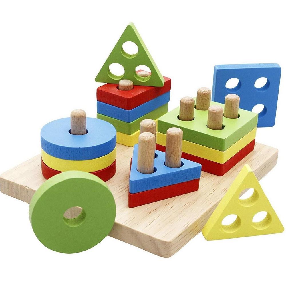 Wooden Shapes Sorter Toy for Kids Educational Play