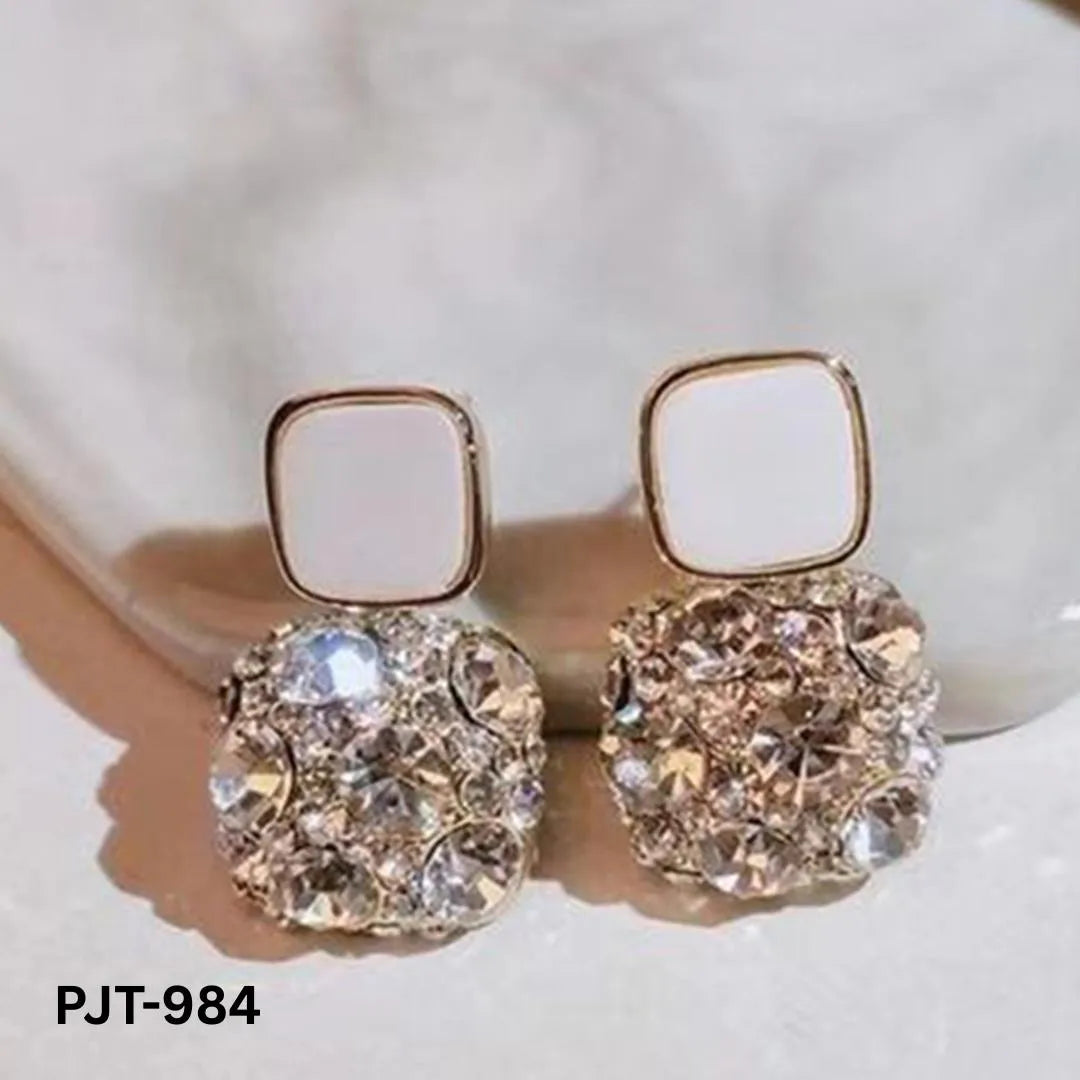 Korean Marble Stylish Zircon Earrings PJT-984