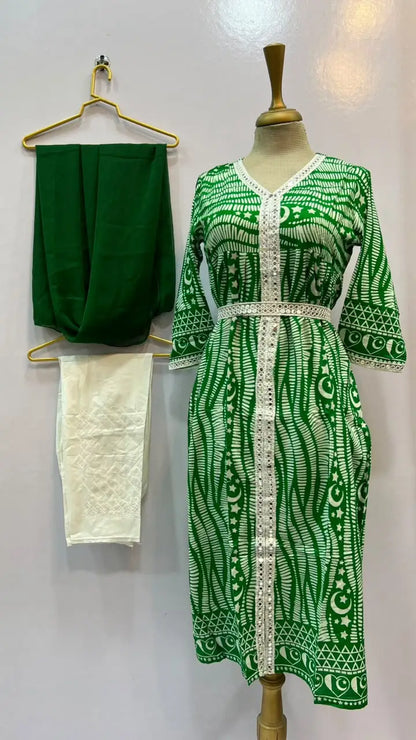 3Pcs Women's Stitched Lawn Digital Print Suit Maxi with Embroided Trousers