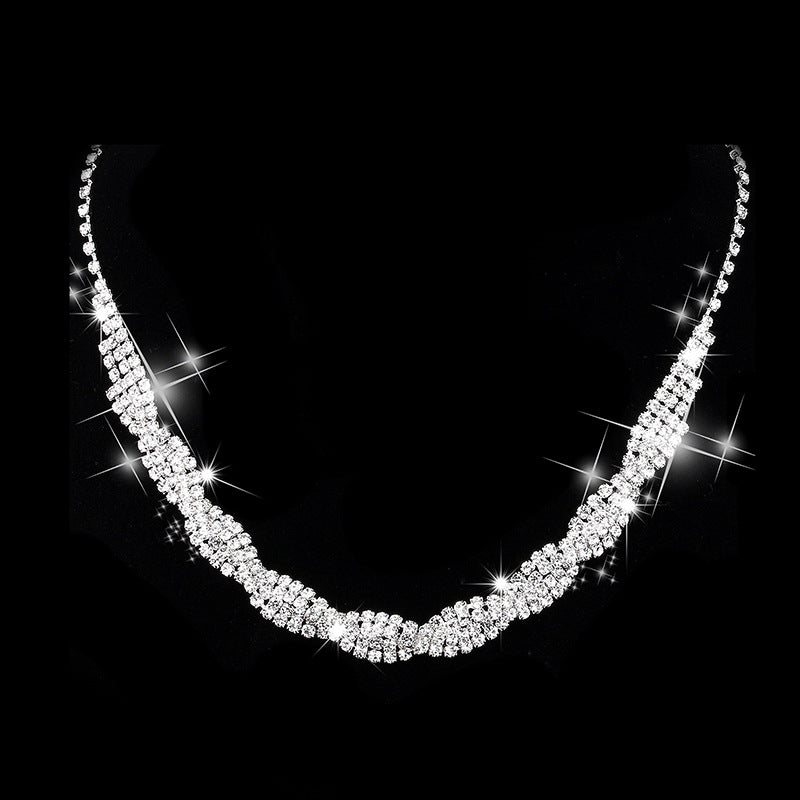 Dazzling Rhinestone Necklace & Earrings Set for Weddings