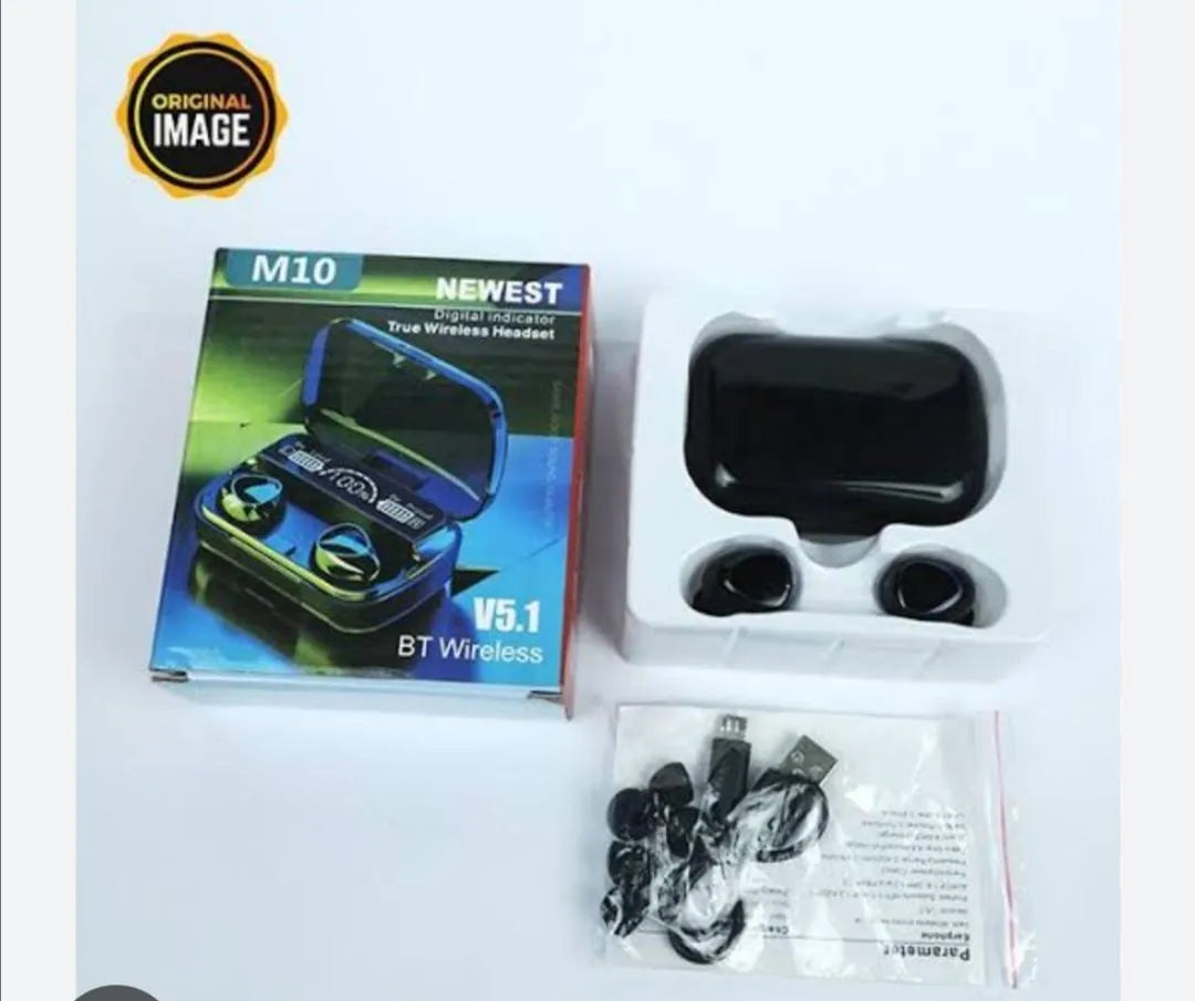 M10 Airpods Bluetooth Earbuds with Fast Charge & Durable ABS Plastic