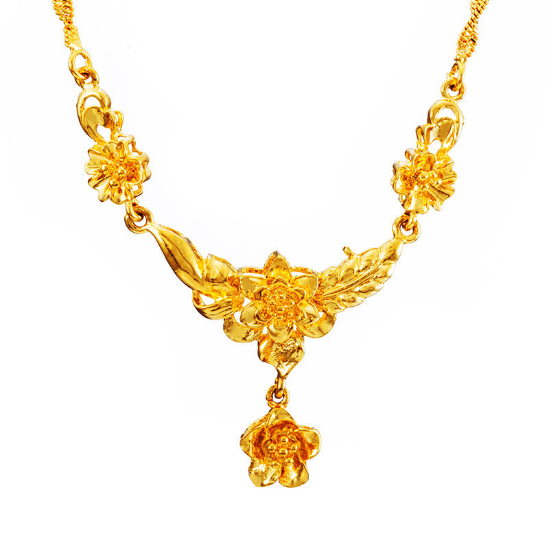 Gold Flower Necklace for Women Wedding Collarbone Chain