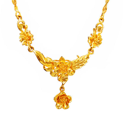 Gold Flower Necklace for Women Wedding Collarbone Chain