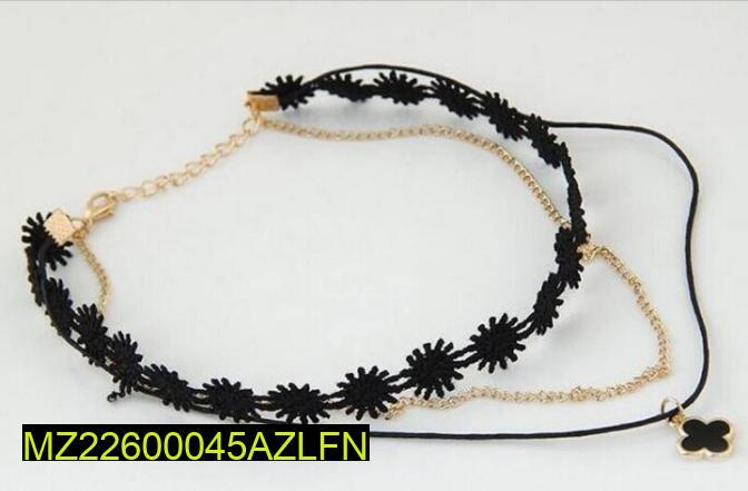 Black Lace Choker with Pendant for Women