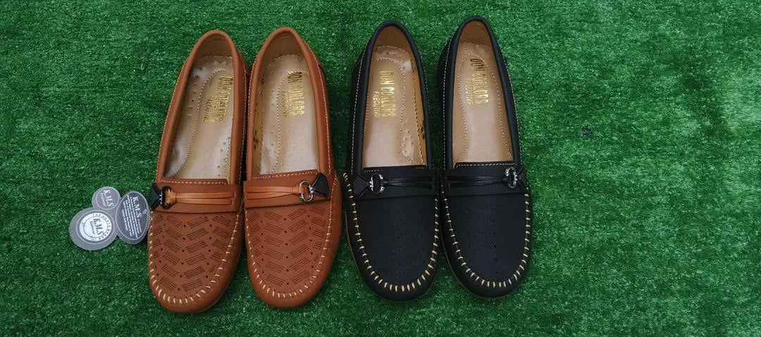 Women Brown Synthetic Leather Loafers with Buckle