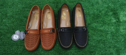 Women Brown Synthetic Leather Loafers with Buckle