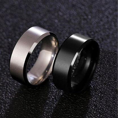 Titanium Wedding Rings Black Silver 2 Pack