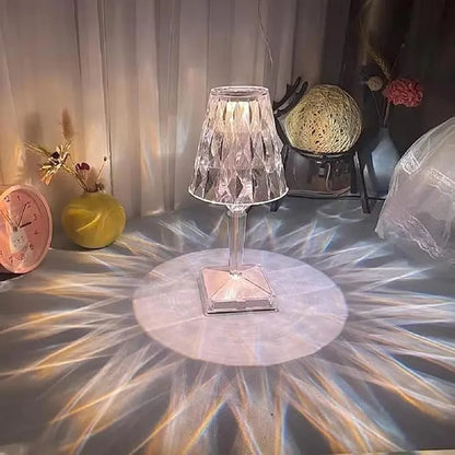 Rechargeable Crystal Table Lamp with Starburst Design