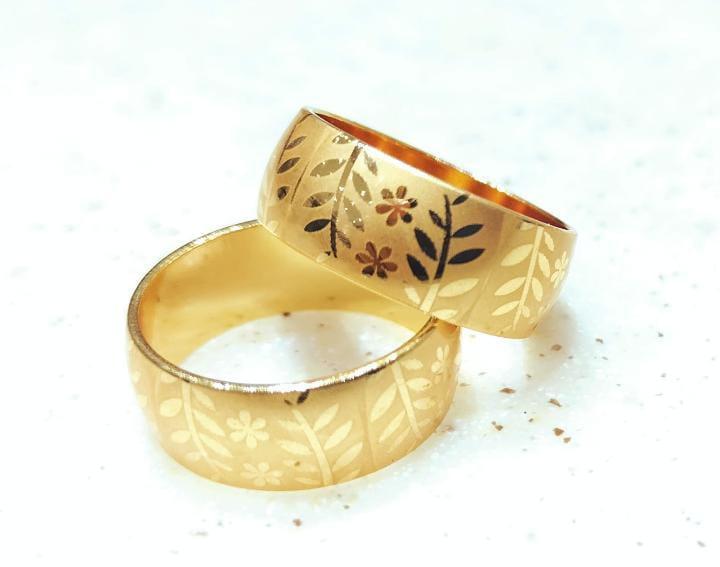 Gold Floral Engraved Rings for Pakistani Men Women