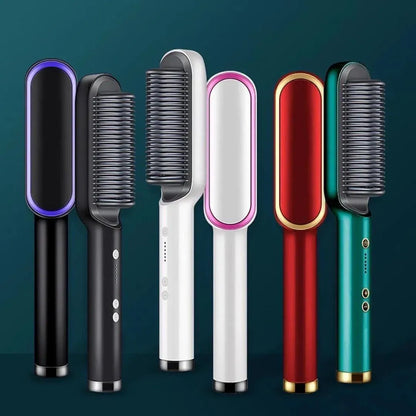 Hair Straightener Brush with 5-Stage Temp & 30S Heat