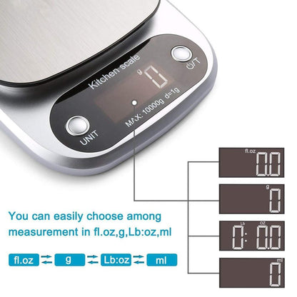 Digital Kitchen Scale 10kg Silver ABS