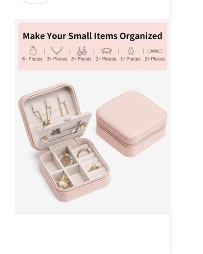 2-Piece Jewelry Storage Box Set Pink Rubber Multi Layer