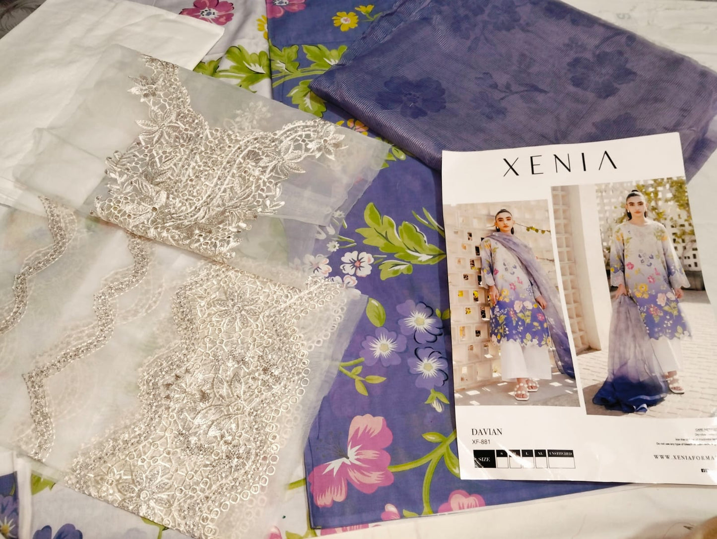 Xenia Pastel Bloom Floral 3 Piece Lawn Dress