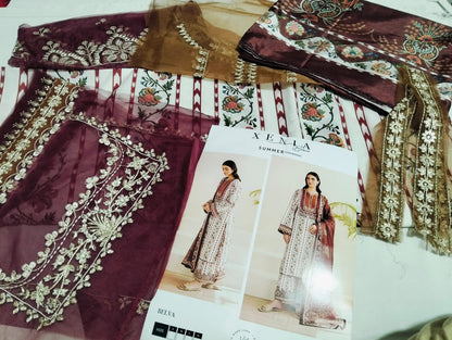 Xenia Dessert Rose Embroidery 3 Piece Lawn Dress