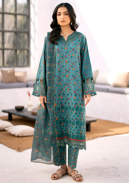 Xenia Aqua Bloom 3 Piece Lawn Dress