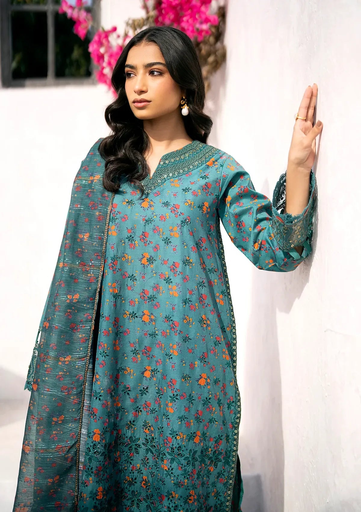 Xenia Aqua Bloom 3 Piece Lawn Dress