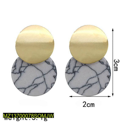Gold Stud Earrings for Women, Lightweight, Acrylic, Marble Design