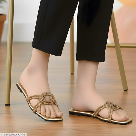 Golden Grace Knot Women's Flat Sandals Size 36-41