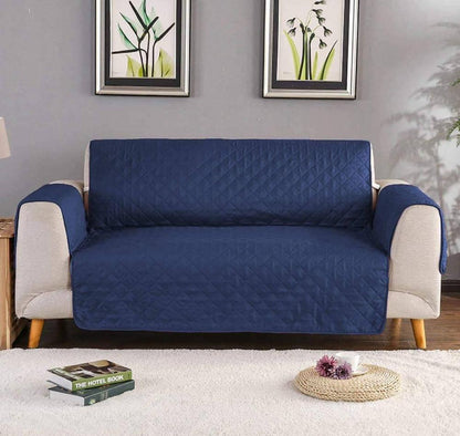 Premium Quality Quilted Sofa Cover Blue 6 Seater