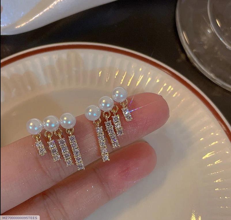 Gold Plated Pearl & Crystal Earrings for Women