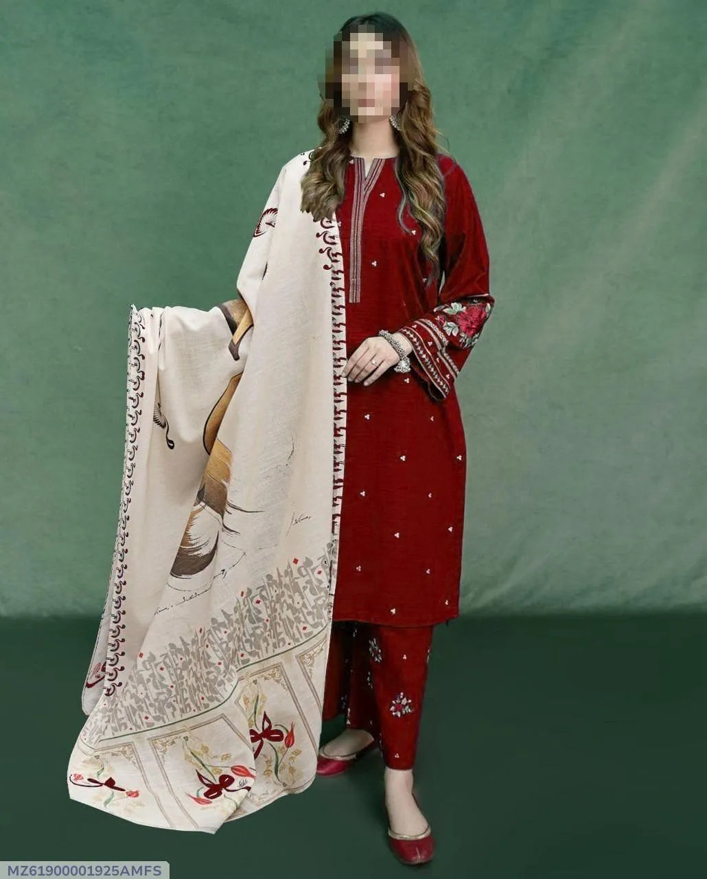 3 Pcs Women's Unstitched Embroidered Suit