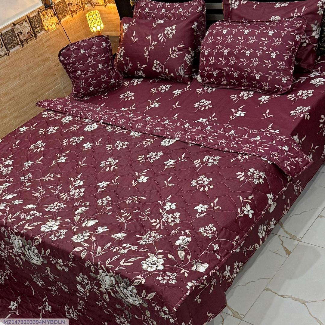 Cotton Salonica Printed Comforter Set 7 Pcs