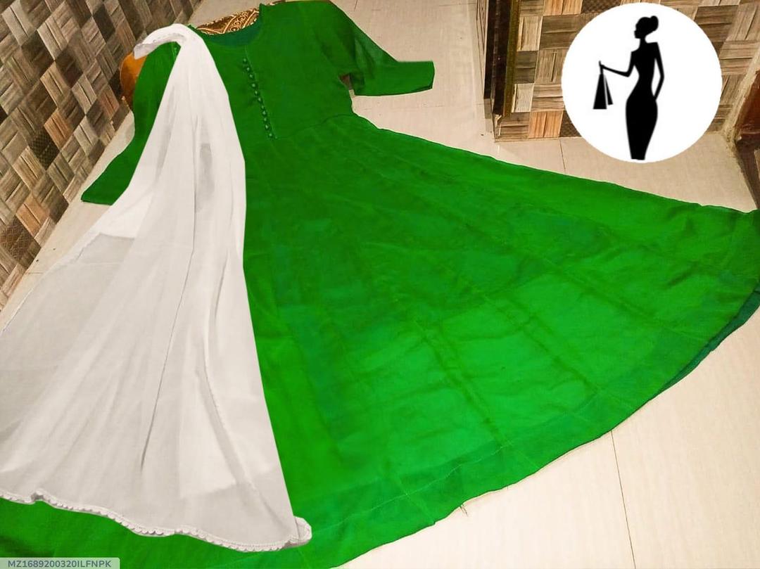 3 Pcs Women's Stitched Plain Maxi Suit