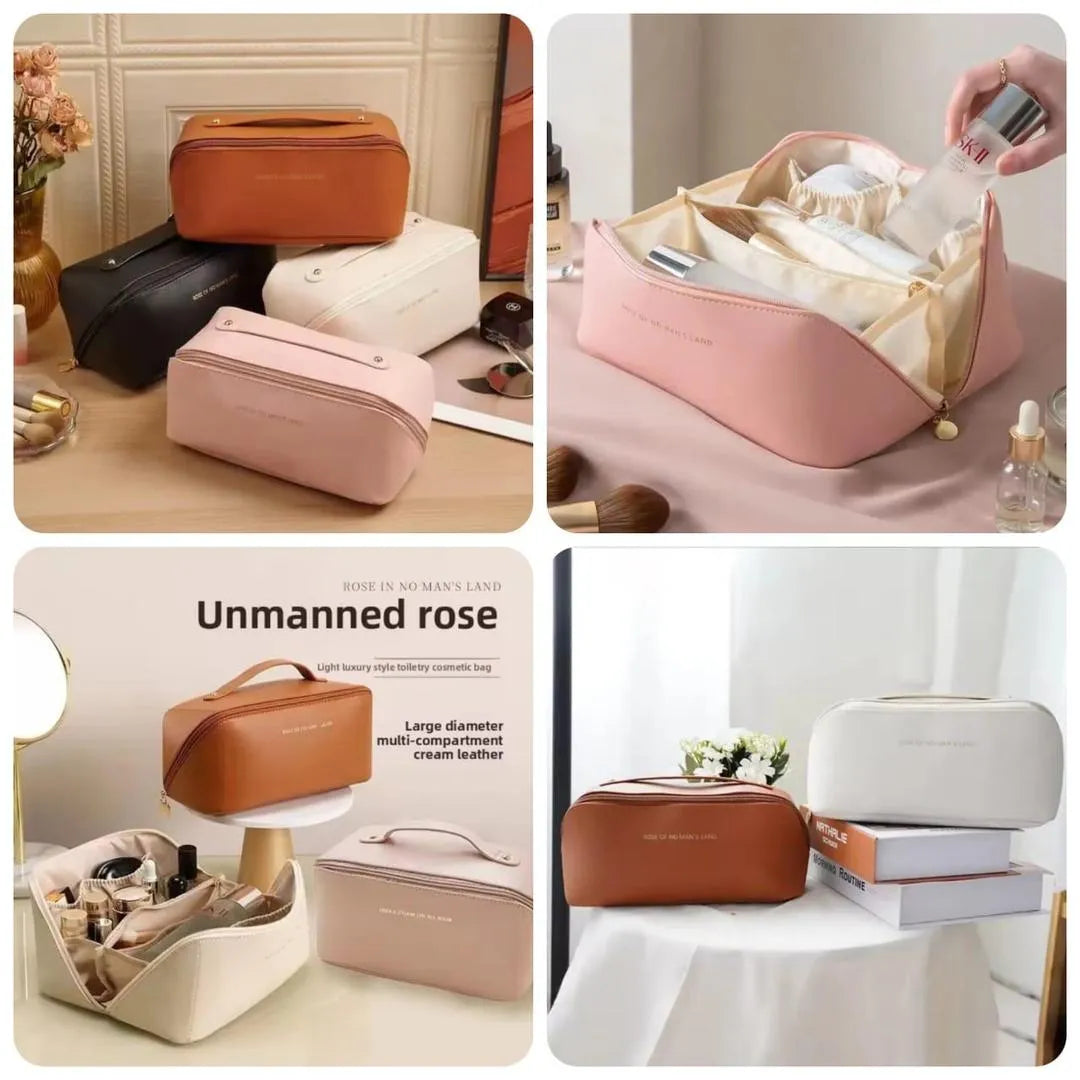 Makeup Pouch Waterproof Leather Travel Storage