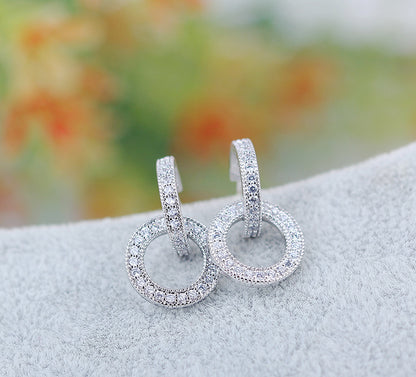 Elegant Circle Zircon Earrings S925 Silver