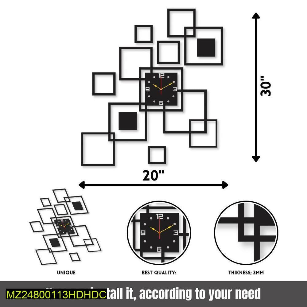 Modern Black Geometric Wall Clock for Home Office Decor