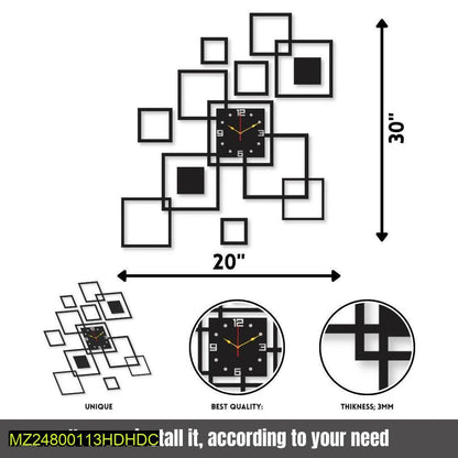 Modern Black Geometric Wall Clock for Home Office Decor