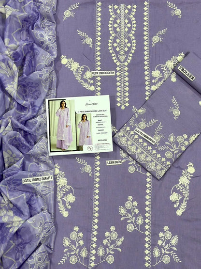 MIX TRENDING DESIGNS 3 Pcs Unstitched Embroidered Suit