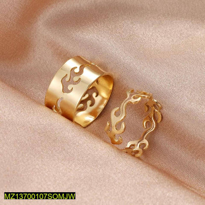 Golden Flame Ring Set for Couples & Women