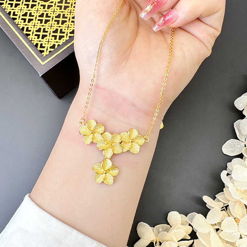 Gold Flower Necklace for Women Wedding Retro Style