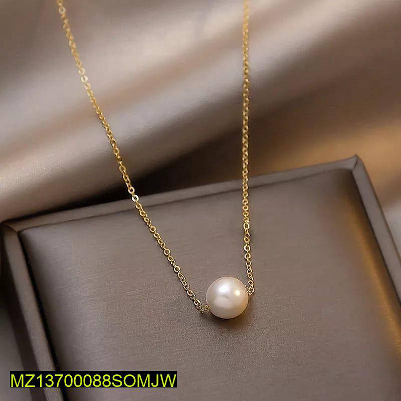 Gold Plated Pearl Necklace Adjustable for Women