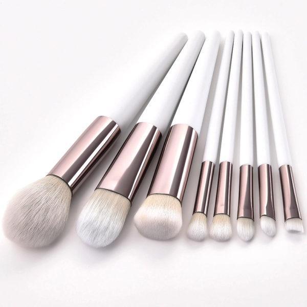 10-Piece Makeup Brush Set White Rose Gold ABS
