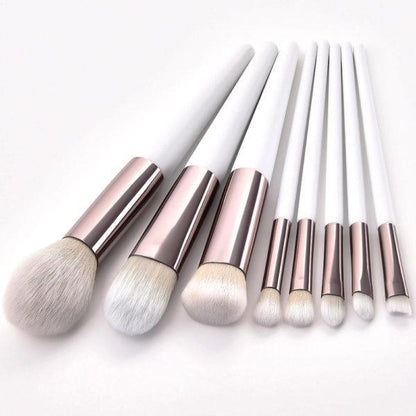 10-Piece Makeup Brush Set White Rose Gold ABS
