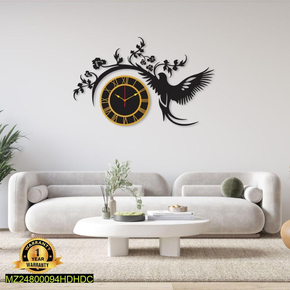Eagle Wall Clock Black Golden 30x25" DIY Install