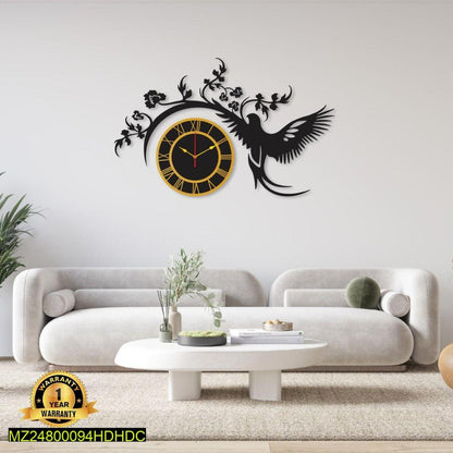 Eagle Wall Clock Black Golden 30x25" DIY Install