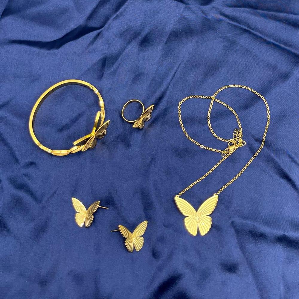 Golden Butterfly Necklace Set for Women