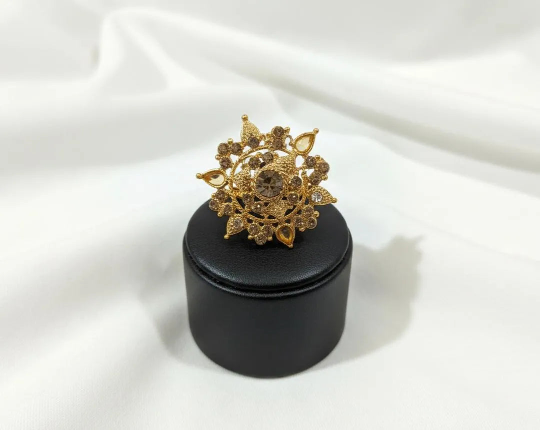 Golden Floral Adjustable Ring for Weddings & Festivals