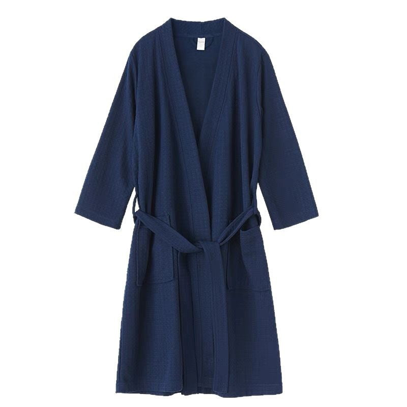 Women Waffle Bathrobe White Absorbent Quick-Drying Summer