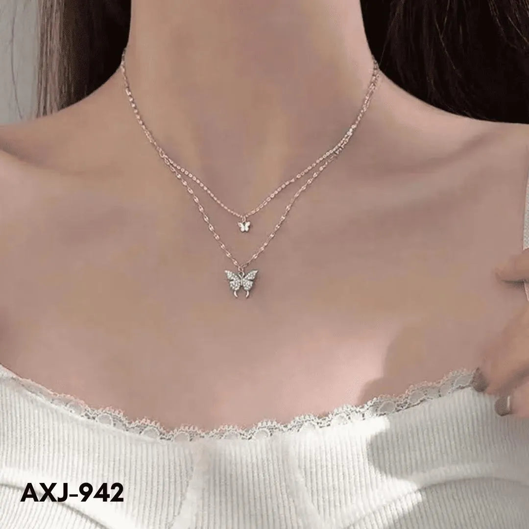 Silver Butterfly Necklace for Women