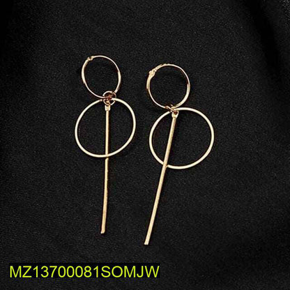 Golden Alloy Drop Earrings for Women, Geometric Double Circle, Lightweight, Durable, Western Korean Style