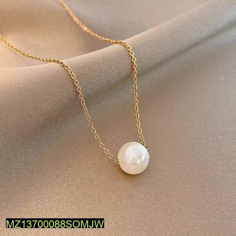 Gold Plated Pearl Necklace Adjustable for Women