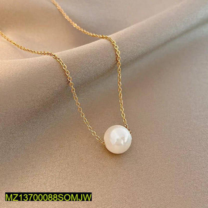 Gold Plated Pearl Necklace Adjustable for Women