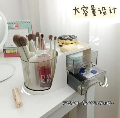 Rotating Makeup Organizer with Transparent Drawers