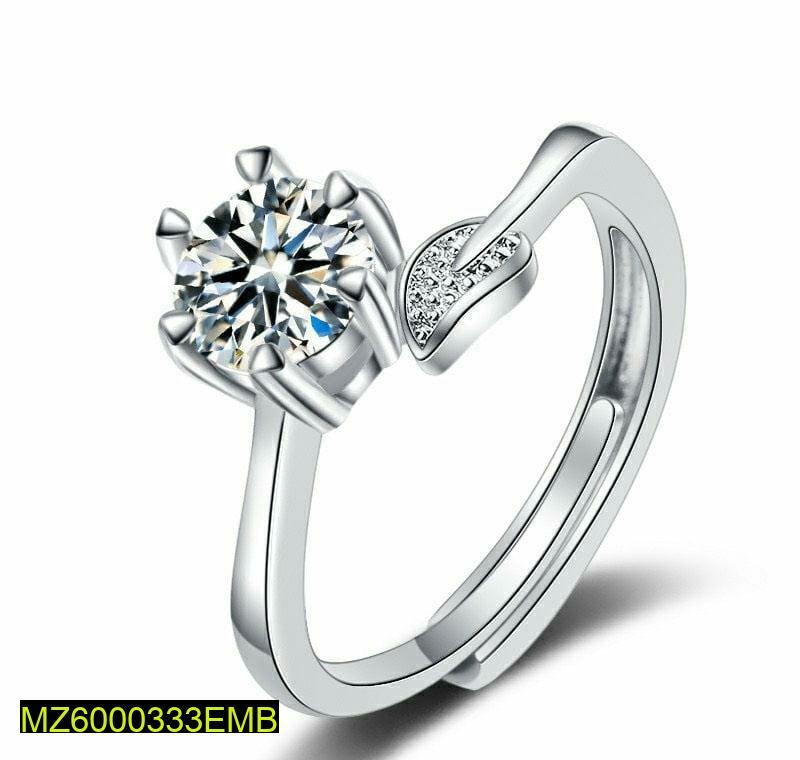 Adjustable Cubic Zirconia Silver Ring for Daily Wear