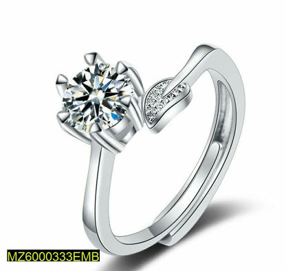 Adjustable Cubic Zirconia Silver Ring for Daily Wear