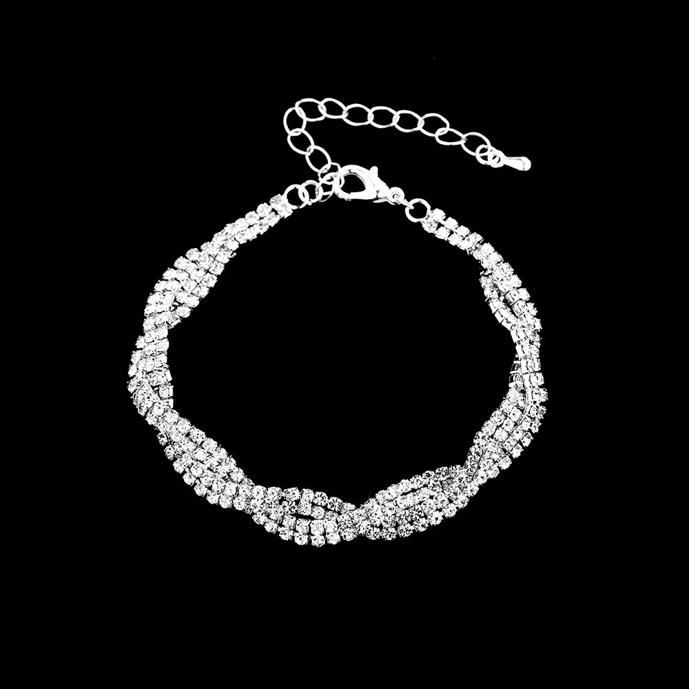 Dazzling Rhinestone Necklace & Earrings Set for Weddings